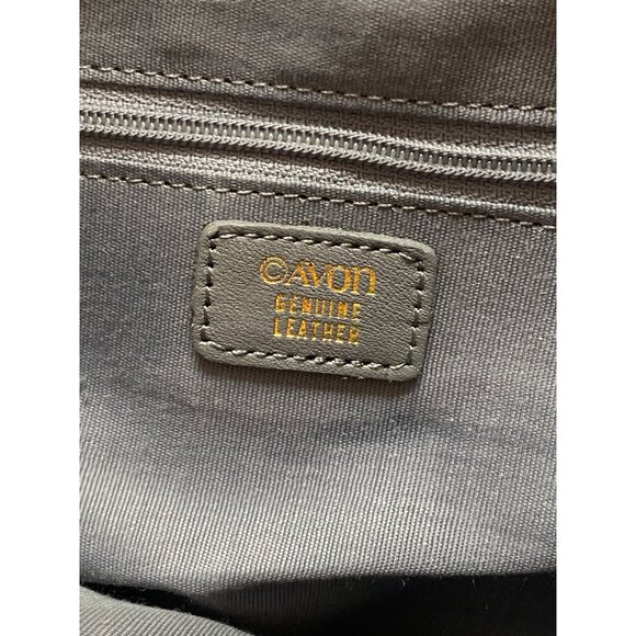 Avon Genuine Leather Hobo Shoulder Bag Medium Gray Pebbled Texture Zip Closure - Picture 3 of 5